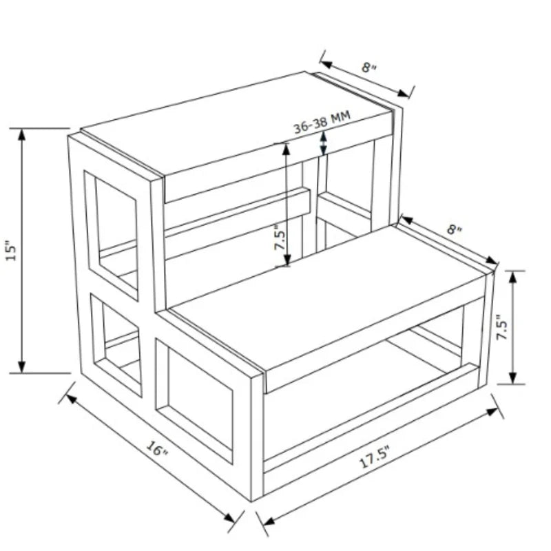 Furnishiaa 2 Step Solid Wood & Metal Step by Step Stool - Furnishiaa -  -
